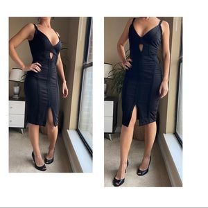 Bandage midi black dress
